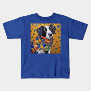 Gustav Klimt Style Dog with Colorful Scarf Kids T-Shirt